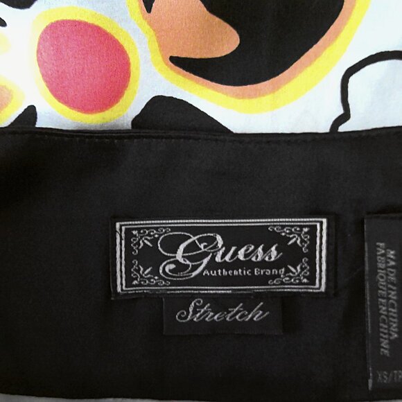 Guess Silk Floral Mini Dress Dots Short Sleeveless Stretch Party Retro XS / TP - Picture 6 of 8